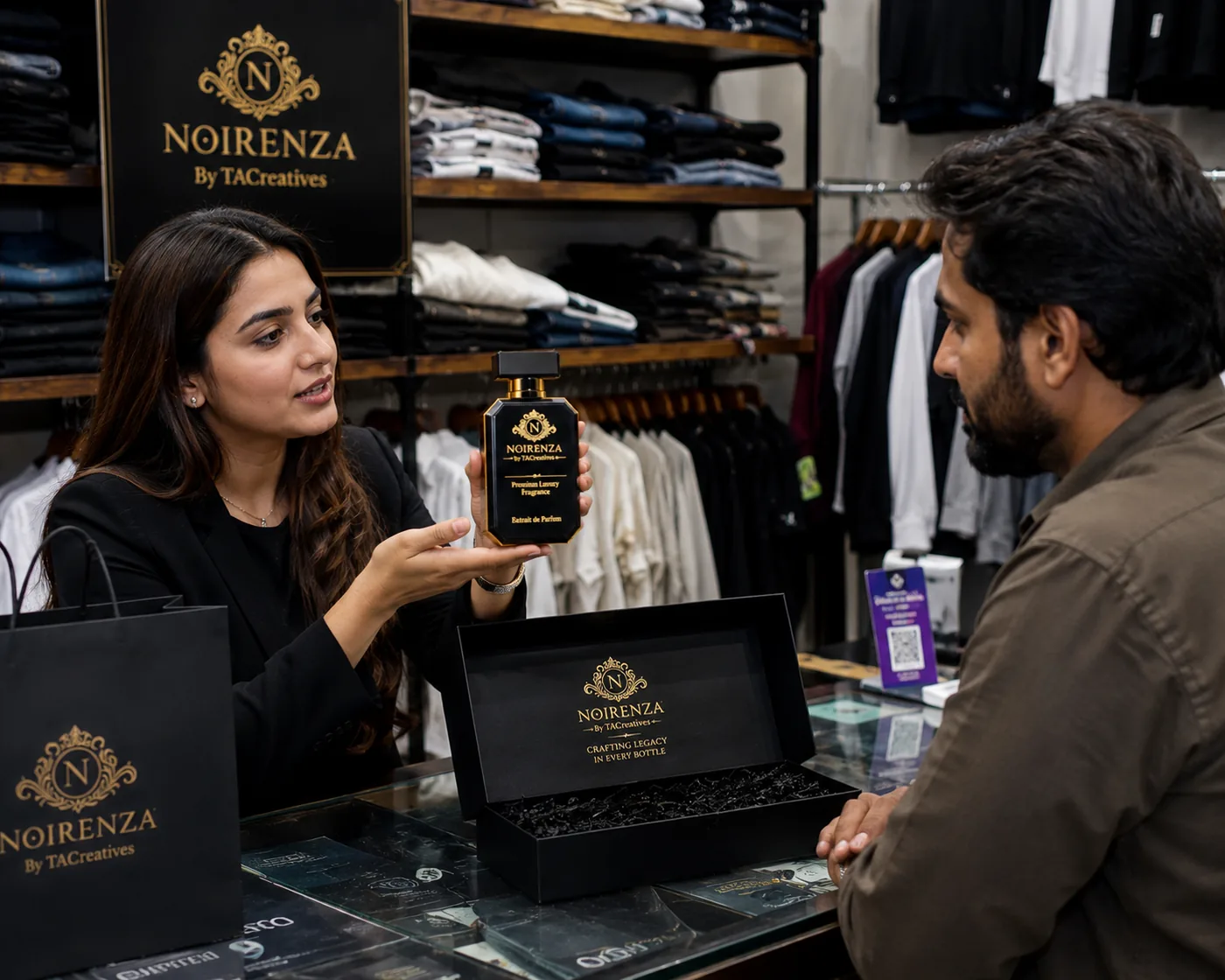 Female reseller presenting Noirenza
