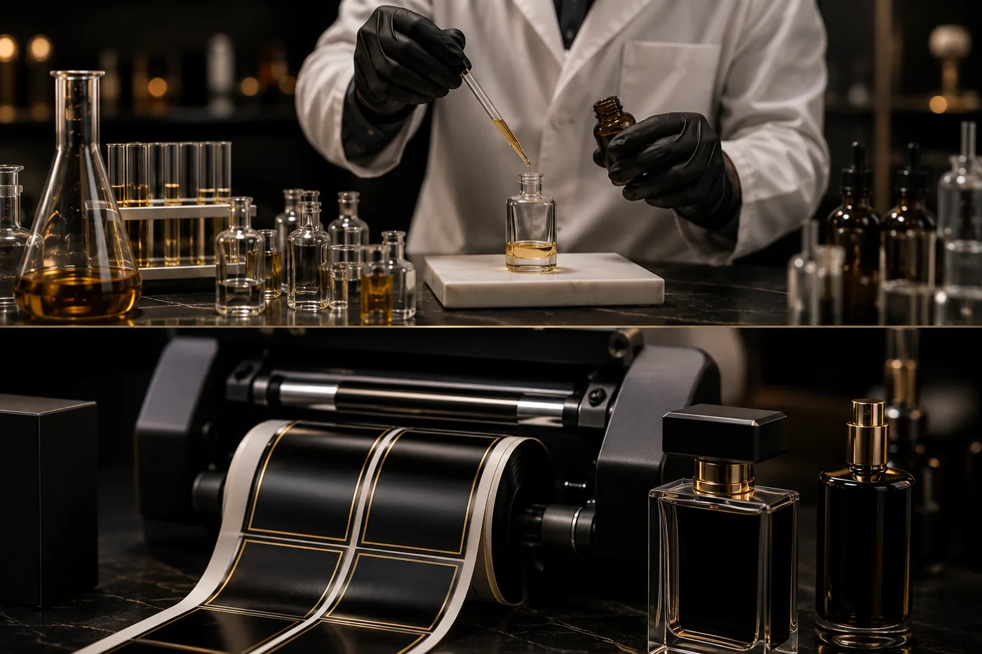 Perfume lab and sticker printing